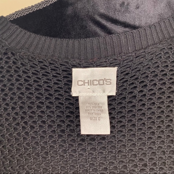 Chico’s Open Knit Shrug Black Sequin Sparkle Sz 0 - Picture 8 of 8